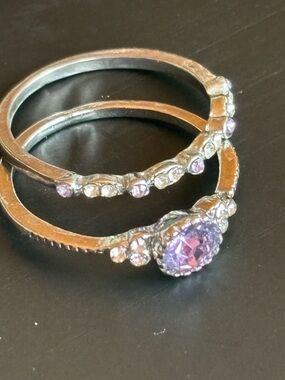 Purple Crystal Stacking Ring Set - Women Size 8